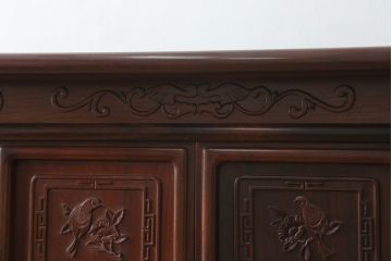 和製ビンテージ　花梨(カリン)材　凝った意匠が素敵な飾り棚(収納棚、戸棚、茶棚、違い棚、ヴィンテージ)(R-075428)