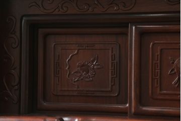 和製ビンテージ　花梨(カリン)材　凝った意匠が素敵な飾り棚(収納棚、戸棚、茶棚、違い棚、ヴィンテージ)(R-075428)