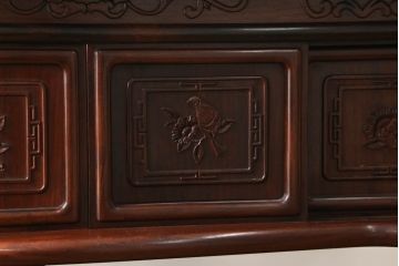和製ビンテージ　花梨(カリン)材　凝った意匠が素敵な飾り棚(収納棚、戸棚、茶棚、違い棚、ヴィンテージ)(R-075428)