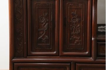 和製ビンテージ　花梨(カリン)材　凝った意匠が素敵な飾り棚(収納棚、戸棚、茶棚、違い棚、ヴィンテージ)(R-075428)