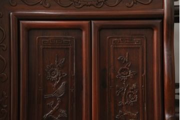 和製ビンテージ　花梨(カリン)材　凝った意匠が素敵な飾り棚(収納棚、戸棚、茶棚、違い棚、ヴィンテージ)(R-075428)