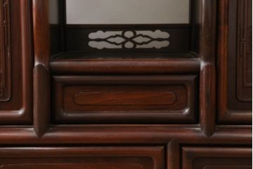 和製ビンテージ　花梨(カリン)材　凝った意匠が素敵な飾り棚(収納棚、戸棚、茶棚、違い棚、ヴィンテージ)(R-075428)