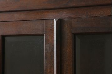 中古　松本民芸家具　落ち着きのある洗練された佇まいが魅力のG-1型面取食器棚(カップボード、収納棚、戸棚、キャビネット、本箱、上下バラ売り可能)(定価約57万円)(R-075429)