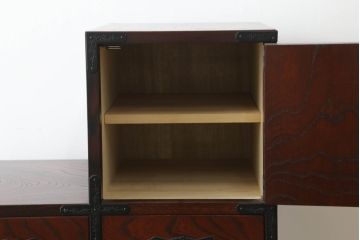 中古　美品　仙台民芸箪笥(仙台箪笥)　欅産業　拭き漆塗りが美しい階段箪笥(和たんす、収納箪笥、整理タンス、引き出し)(R-075430)