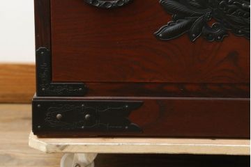 中古　美品　仙台民芸箪笥(仙台箪笥)　欅産業　拭き漆塗りが美しい階段箪笥(和たんす、収納箪笥、整理タンス、引き出し)(R-075430)