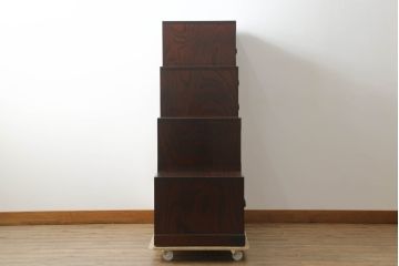中古　美品　仙台民芸箪笥(仙台箪笥)　欅産業　拭き漆塗りが美しい階段箪笥(和たんす、収納箪笥、整理タンス、引き出し)(R-075430)