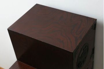 中古　美品　仙台民芸箪笥(仙台箪笥)　欅産業　拭き漆塗りが美しい階段箪笥(和たんす、収納箪笥、整理タンス、引き出し)(R-075430)