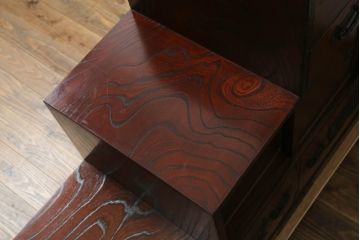 中古　美品　仙台民芸箪笥(仙台箪笥)　欅産業　拭き漆塗りが美しい階段箪笥(和たんす、収納箪笥、整理タンス、引き出し)(R-075430)