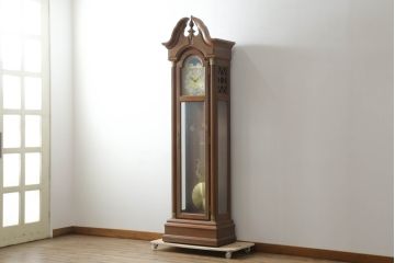 中古　細やかな装飾が光る!気品漂うシックな雰囲気が魅力のホールクロック(時計台、振り子時計、クオーツ時計、大型、ディスプレイ、ドイツ)(R-075434)