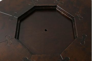 中古 星野民芸(星野民藝) 2way 個性的なデザインが存在感を放つ八角炉とサイドテーブルのセット(ダイニングテーブル、囲炉裏テーブル、2人掛け、4人掛け、バラ売り可能)(R-075435)