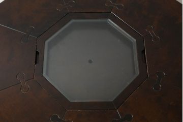 中古　星野民芸(星野民藝)　2way　個性的なデザインが存在感を放つ八角炉とサイドテーブルのセット(ダイニングテーブル、囲炉裏テーブル、2人掛け、4人掛け、バラ売り可能)(R-075435)