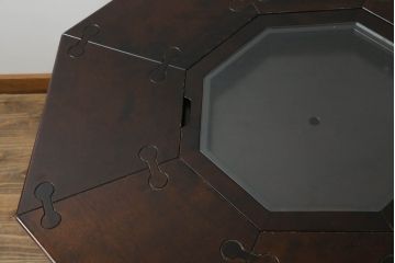 中古　星野民芸(星野民藝)　2way　個性的なデザインが存在感を放つ八角炉とサイドテーブルのセット(ダイニングテーブル、囲炉裏テーブル、2人掛け、4人掛け、バラ売り可能)(R-075435)