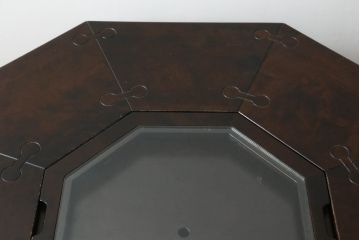 中古　星野民芸(星野民藝)　2way　個性的なデザインが存在感を放つ八角炉とサイドテーブルのセット(ダイニングテーブル、囲炉裏テーブル、2人掛け、4人掛け、バラ売り可能)(R-075435)