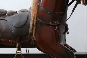 イギリスビンテージ　リアルな造形のロッキングホース(木馬、ビンテージ、ディスプレイ、英国)(R-075438)