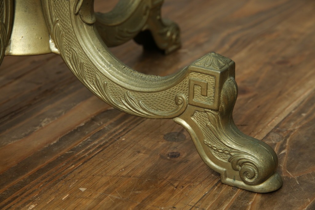 中古　イタリア高級家具　組み立て式　大理石　ヨーロピアンなお部屋の演出にピッタリな真鍮製のポールハンガー　(R-075440)