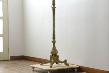 中古　イタリア高級家具　組み立て式　大理石　ヨーロピアンなお部屋の演出にピッタリな真鍮製のポールハンガー(ホールハンガー、コートハンガー、帽子掛け、店舗什器)(R-075440)