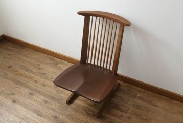 ヴィンテージ　小田急ハルク購入　ジョージナカシマ　桜製作所　コノイドラウンジ(CONOID LOUNGE)　CN110　モダンに洗練されたラウンジチェア(ジョージ・ナカシマ、イス、椅子、板座チェア、ビンテージ)(R-075441)