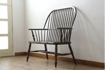 中古　美品　松本民芸家具　#513型　和モダン空間を演出する長ウィンザーチェア(ベンチ、2人掛けソファ、二人掛け、ウインザーチェア、長椅子)(定価約31万円)(R-075447)