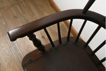 中古　美品　松本民芸家具　#513型　和モダン空間を演出する長ウィンザーチェア(ベンチ、2人掛けソファ、二人掛け、ウインザーチェア、長椅子)(定価約31万円)(R-075447)