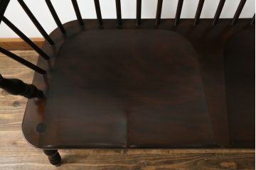 中古　美品　松本民芸家具　#513型　和モダン空間を演出する長ウィンザーチェア(ベンチ、2人掛けソファ、二人掛け、ウインザーチェア、長椅子)(定価約31万円)(R-075447)