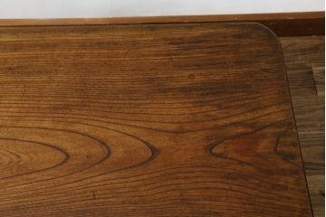 和製アンティーク　総欅(ケヤキ)材の小振りな角型ちゃぶ台(座卓、ローテーブル、センターテーブル、折りたたみテーブル)(R-075453)