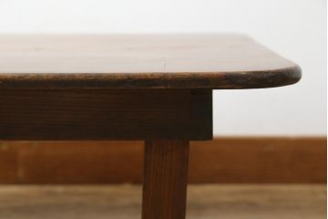 和製アンティーク　総欅(ケヤキ)材の小振りな角型ちゃぶ台(座卓、ローテーブル、センターテーブル、折りたたみテーブル)(R-075453)