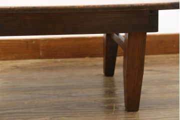和製アンティーク　総欅(ケヤキ)材の小振りな角型ちゃぶ台(座卓、ローテーブル、センターテーブル、折りたたみテーブル)(R-075453)