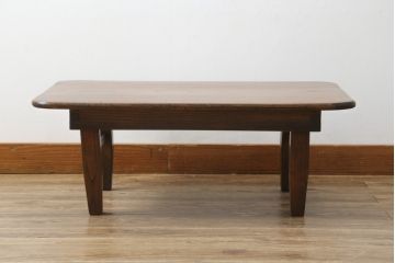 和製アンティーク　総欅(ケヤキ)材の小振りな角型ちゃぶ台(座卓、ローテーブル、センターテーブル、折りたたみテーブル)(R-075453)