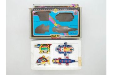 当時物　ポピー　超合金　GB-25　GB-45　とんでも戦士 ムテキング　ムテキンメカ　1号 サイザンス　2号 コンチューター　3号 メデタイン　4号 トガゲッテル　タツノコプロ　2点セット(玩具、おもちゃ、オモチャ、箱付き、フィギュア)(R-075458)