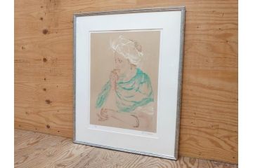 真作　田村能里子　「風の香り」　35/85　サイン入り　リトグラフ(版画、絵画、人物画、額装)(R-075460)