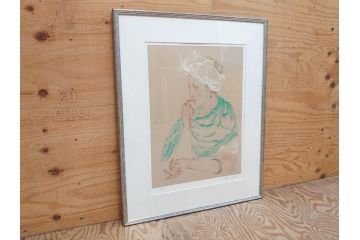 真作　田村能里子　「風の香り」　35/85　サイン入り　リトグラフ(版画、絵画、人物画、額装)(R-075460)