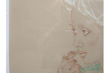 真作　田村能里子　「風の香り」　35/85　サイン入り　リトグラフ(版画、絵画、人物画、額装)(R-075460)