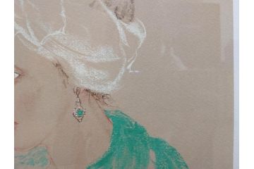 真作　田村能里子　「風の香り」　35/85　サイン入り　リトグラフ(版画、絵画、人物画、額装)(R-075460)