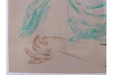 真作　田村能里子　「風の香り」　35/85　サイン入り　リトグラフ(版画、絵画、人物画、額装)(R-075460)