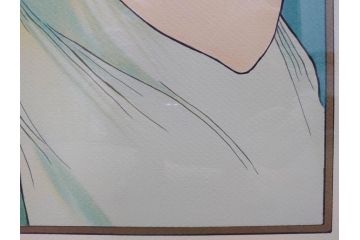 真作　アルフォンス ミュシャ　「羽根ペン」　143/250　サイン入り　リトグラフ(版画、人物画、額装)(R-075463)