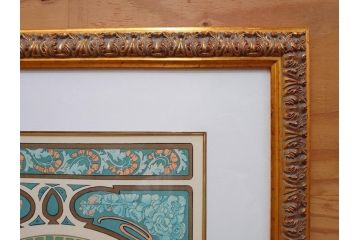 真作　アルフォンス ミュシャ　「羽根ペン」　143/250　サイン入り　リトグラフ(版画、人物画、額装)(R-075463)