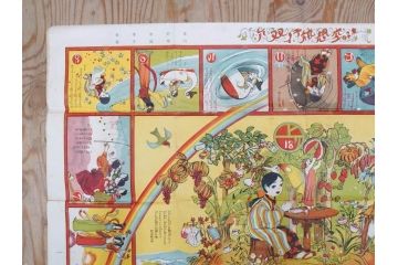 大正時代　少女の友　付録　花鳥双六　友子の空想旅行双六　川端龍子　星野水裏　2枚セット(附録、ふろく、すごろく、おまけ、オマケ、大正6年、大正8年、印刷物、秀英舎)(R-075464)