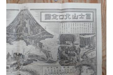 明治〜大正　富士山北口全図　名細図　頂展望図　一新講社　東京〜大山富士山道中案内 など 富士山案内図5枚セット(観光地図、登山遊覧案内、パンフレット、印刷物、古地図、鳥観図、俯瞰図、絵図)(R-075466)