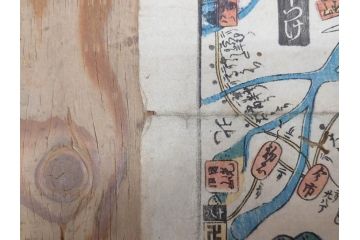 江戸時代　当時物　古地図　案内絵図　奥州仙台塩釜　千賀浦十七景　象頭山正祭頭騎大略図　坂東順礼独案内　文政6年　西国絵図　南都大仏前　絵図屋庄八 など4枚セット(鳥瞰図、俯瞰図、印刷物、木版画、古文書、坂東順禮濁案内)(R-075468)