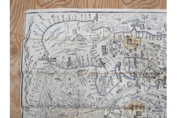江戸時代　当時物　古地図　案内絵図　奥州仙台塩釜　千賀浦十七景　象頭山正祭頭騎大略図　坂東順礼独案内　文政6年　西国絵図　南都大仏前　絵図屋庄八 など4枚セット(鳥瞰図、俯瞰図、印刷物、木版画、古文書、坂東順禮濁案内)(R-075468)