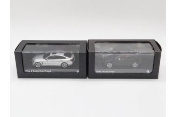 BMW　2Series Coupe　4Series Gran Coupe　グランクーペ　1/43　ミニカー2点セット(2シリーズ、4シリーズ、コレクション、ブラック、グレイシャーシルバー、モデルカー、自動車模型)(R-075471)