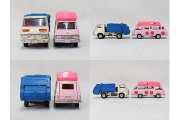 当時物　TOMICA トミカ　DANDY ダンディ　自動車　ミニカー　まとめて19点セット(玩具、おもちゃ、オモチャ、消防車、タンクローリー、Shell、はとバス、キャンピングカー、トラック、清掃事業、NHK、TOYOTA、トヨタ、HINO、ISUZU、MITSUBISHI、三菱)(R-075475)