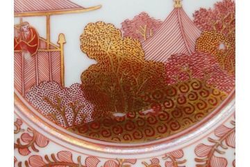 明治期　九谷　金襴手　赤絵　約12cm　3.9寸　華やかな色合いが美しい小皿5枚セット(金彩、和皿、和食器、三寸九分)(R-075477)