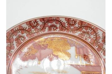 明治期　九谷　金襴手　赤絵　約12cm　3.9寸　華やかな色合いが美しい小皿5枚セット(金彩、和皿、和食器、三寸九分)(R-075477)
