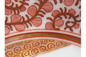 明治期　九谷　金襴手　赤絵　約12cm　3.9寸　華やかな色合いが美しい小皿5枚セット(金彩、和皿、和食器、三寸九分)(R-075477)