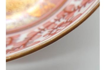 明治期　九谷　金襴手　赤絵　約12cm　3.9寸　華やかな色合いが美しい小皿5枚セット(金彩、和皿、和食器、三寸九分)(R-075477)