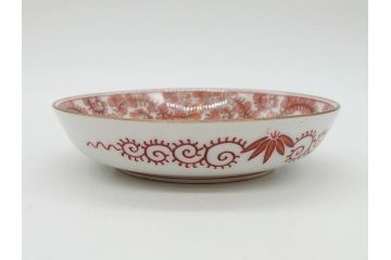 明治期　九谷　金襴手　赤絵　約12cm　3.9寸　華やかな色合いが美しい小皿5枚セット(金彩、和皿、和食器、三寸九分)(R-075477)