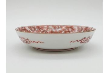 明治期　九谷　金襴手　赤絵　約12cm　3.9寸　華やかな色合いが美しい小皿5枚セット(金彩、和皿、和食器、三寸九分)(R-075477)