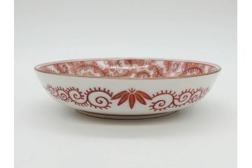 明治期　九谷　金襴手　赤絵　約12cm　3.9寸　華やかな色合いが美しい小皿5枚セット(金彩、和皿、和食器、三寸九分)(R-075477)