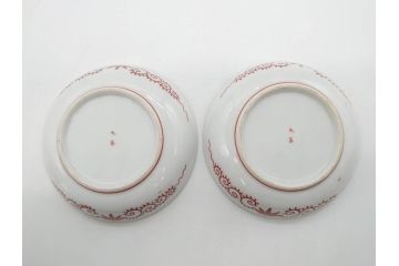 明治期　九谷　金襴手　赤絵　約12cm　3.9寸　華やかな色合いが美しい小皿5枚セット(金彩、和皿、和食器、三寸九分)(R-075477)